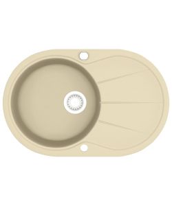 Lavello da Cucina in Granito Vasca Singola Ovale Beige
