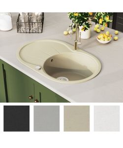 Lavello da Cucina in Granito Vasca Singola Ovale Beige