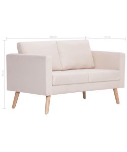 vidaXL Divano 2 posti in tessuto crema - Elegante e comodo - 116x70x73 cm