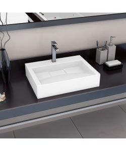 Lavandino 60x38x11 cm Blocco in Marmo/Minerale Bianco