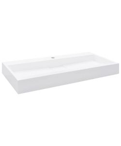 Lavandino 100x46x11 cm Blocco in Marmo/Minerale Bianco