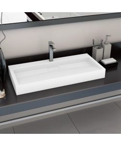 Lavandino 100x46x11 cm Blocco in Marmo/Minerale Bianco