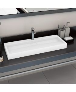 Lavandino 120x46x11 cm Blocco in Marmo/Minerale Bianco