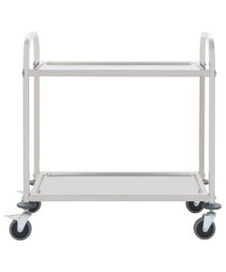 Carrello da Cucina a 2 Livelli 96,5x55x90 cm in Acciaio Inox