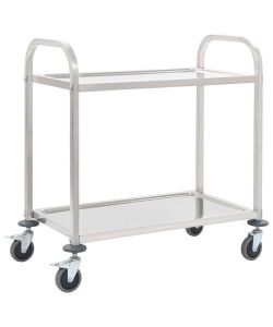 Carrello da Cucina a 2 Livelli 95x45x83,5 cm in Acciaio Inox