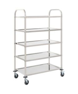 Carrello da Cucina a 5 Livelli 107x55x147 cm in Acciaio Inox