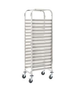 Carrello da Cucina per 16 Vassoi 38x55x163 cm in Acciaio Inox