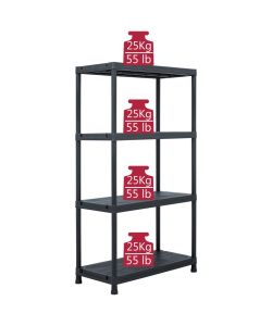 Scaffali 5 pz 60x30x138 cm Nero in Plastica
