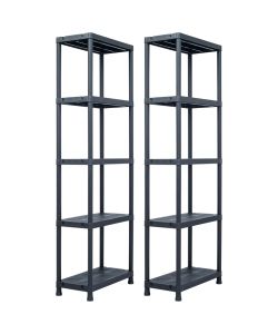 Scaffali 2 pz 125 kg 60x30x180 cm Nero in Plastica
