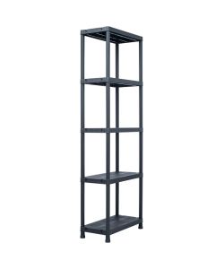 Scaffali 5 pz Nero 125 kg 60x30x180 cm in Plastica