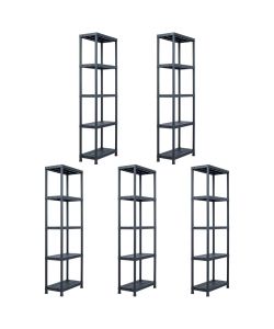 Scaffali 5 pz Nero 125 kg 60x30x180 cm in Plastica