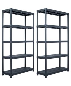 Scaffali 2 pz Nero 500 kg 100x40x180 cm in Plastica