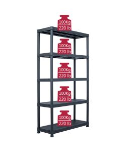 Scaffali 2 pz Nero 500 kg 100x40x180 cm in Plastica