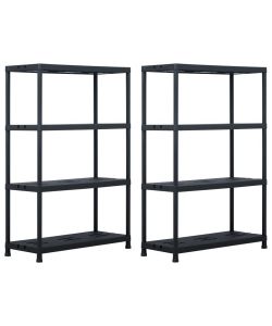 Scaffali 2 pz Nero 220 kg 90x40x138 cm in Plastica