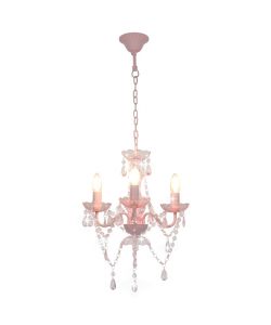 Lampadario con Perline Rosa Tondo 3 E14