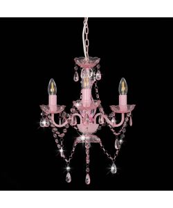 Lampadario con Perline Rosa Tondo 3 E14