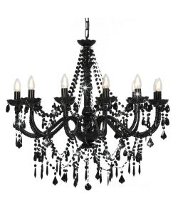 Lampadario con Perline Nero 12 Lampadine E14
