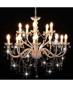 Candelabro a 2 Livelli Bianco 15 Lampadine E14