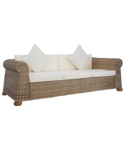 vidaXL Divano 3 Posti in Rattan Naturale Marrone - Stile e Funzionalit