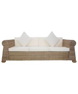 vidaXL Divano 3 Posti in Rattan Naturale Marrone - Stile e Funzionalit