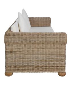 vidaXL Divano 3 Posti in Rattan Naturale Marrone - Stile e Funzionalit