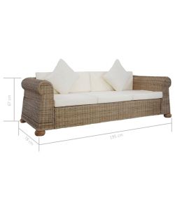 vidaXL Divano 3 Posti in Rattan Naturale Marrone - Stile e Funzionalit