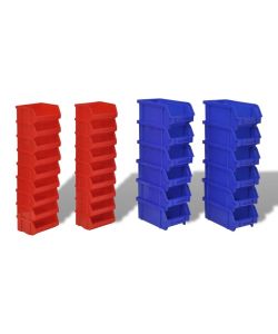  Contenitore Plastica per Garage da Parete Set 30 pz Blu e Rosso