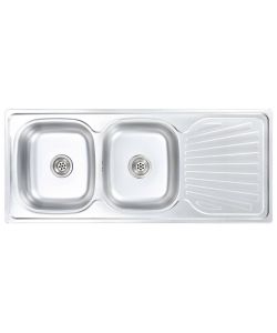 Lavello da Cucina Doppio con Filtro e Sifone in Acciaio Inox