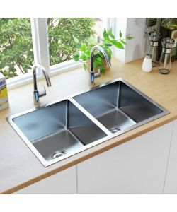 Lavello da Cucina Lavorato a Mano con Filtro in Acciaio Inox