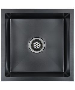Lavello da Cucina Lavorato a Mano con Filtro Nero Acciaio Inox