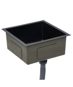 Lavello da Cucina Lavorato a Mano con Filtro Nero Acciaio Inox