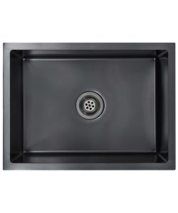 Lavello da Cucina Lavorato a Mano con Filtro Nero Acciaio Inox
