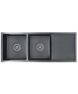 Lavello da Cucina Lavorato a Mano con Filtro Nero Acciaio Inox