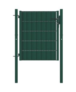 Cancello per Recinzione in PVC e Acciaio 100x81 cm Verde