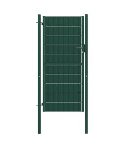 Cancello per Recinzione in PVC e Acciaio 100x204 cm Verde