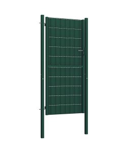 Cancello per Recinzione in PVC e Acciaio 100x204 cm Verde