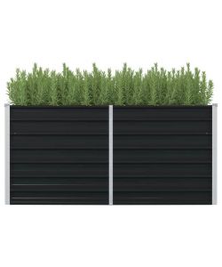 Fioriera Rialzata Antracite 160x80x77 cm in Acciaio Zincato