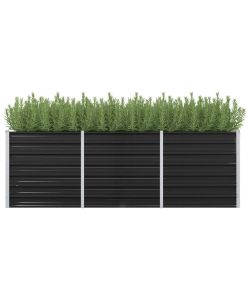 Fioriera per Giardino Antracite 240x80x77 cm in Acciaio Zincato