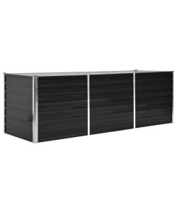 Fioriera per Giardino Antracite 240x80x77 cm in Acciaio Zincato