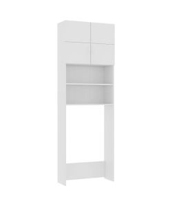 vidaXL Mobile per Lavatrice Bianco 64x25,5x190 cm in Multistrato - Armadietto per Bagno con 2 Ante e Scomparti - Spazio Aggiuntivo per Utensili e Prodotti per la Pulizia