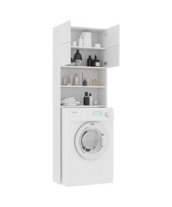 vidaXL Mobile per Lavatrice Bianco 64x25,5x190 cm in Multistrato - Armadietto per Bagno con 2 Ante e Scomparti - Spazio Aggiuntivo per Utensili e Prodotti per la Pulizia