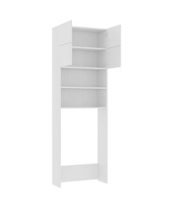 vidaXL Mobile per Lavatrice Bianco 64x25,5x190 cm in Multistrato - Armadietto per Bagno con 2 Ante e Scomparti - Spazio Aggiuntivo per Utensili e Prodotti per la Pulizia