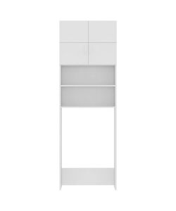 vidaXL Mobile per Lavatrice Bianco 64x25,5x190 cm in Multistrato - Armadietto per Bagno con 2 Ante e Scomparti - Spazio Aggiuntivo per Utensili e Prodotti per la Pulizia