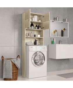 vidaXL Mobile per Lavatrice Rovere Sonoma 64x25,5x190 cm - Truciolato - Spazio Aggiuntivo per Bagno