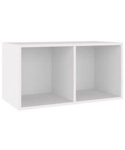 Contenitore per Vinili Bianco 71x34x36 cm in Legno Multistrato