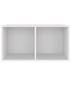 Contenitore per Vinili Bianco 71x34x36 cm in Legno Multistrato