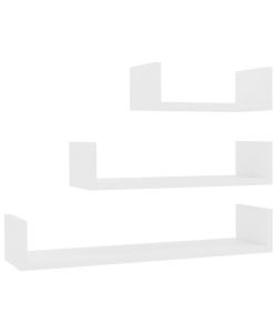 Mensole a Muro 3 pz Bianco in Legno Multistrato