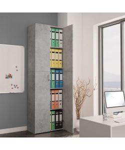 vidaXL Armadio Ufficio Grigio Calcestruzzo - 60x32x190 cm con 5 Ripiani