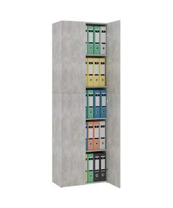 vidaXL Armadio Ufficio Grigio Calcestruzzo - 60x32x190 cm con 5 Ripiani