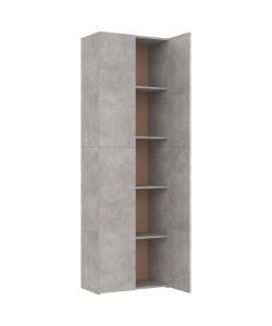 vidaXL Armadio Ufficio Grigio Calcestruzzo - 60x32x190 cm con 5 Ripiani